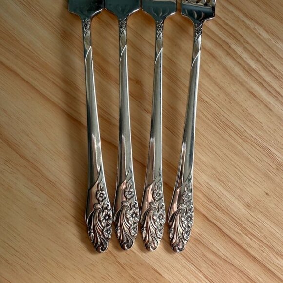 Vtg Oneida Evening Star Grille Forks Vinade Set Of 4 1950 Community Silverplated - Picture 4 of 9